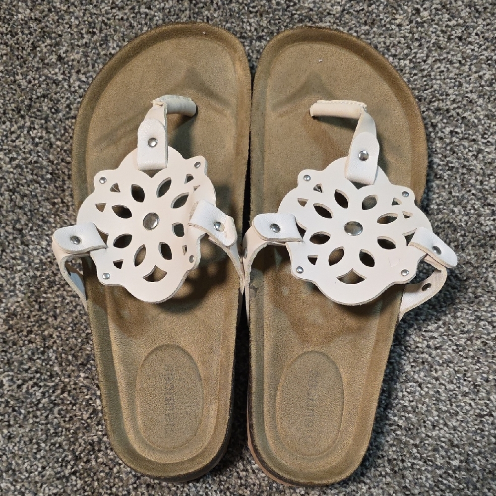 Maurices Cream Floral Cutout Sandals